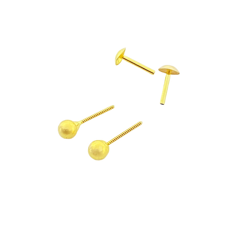 18K Gold Balls Screw Earrings - 18k Gold Earrings - Embellish Gold