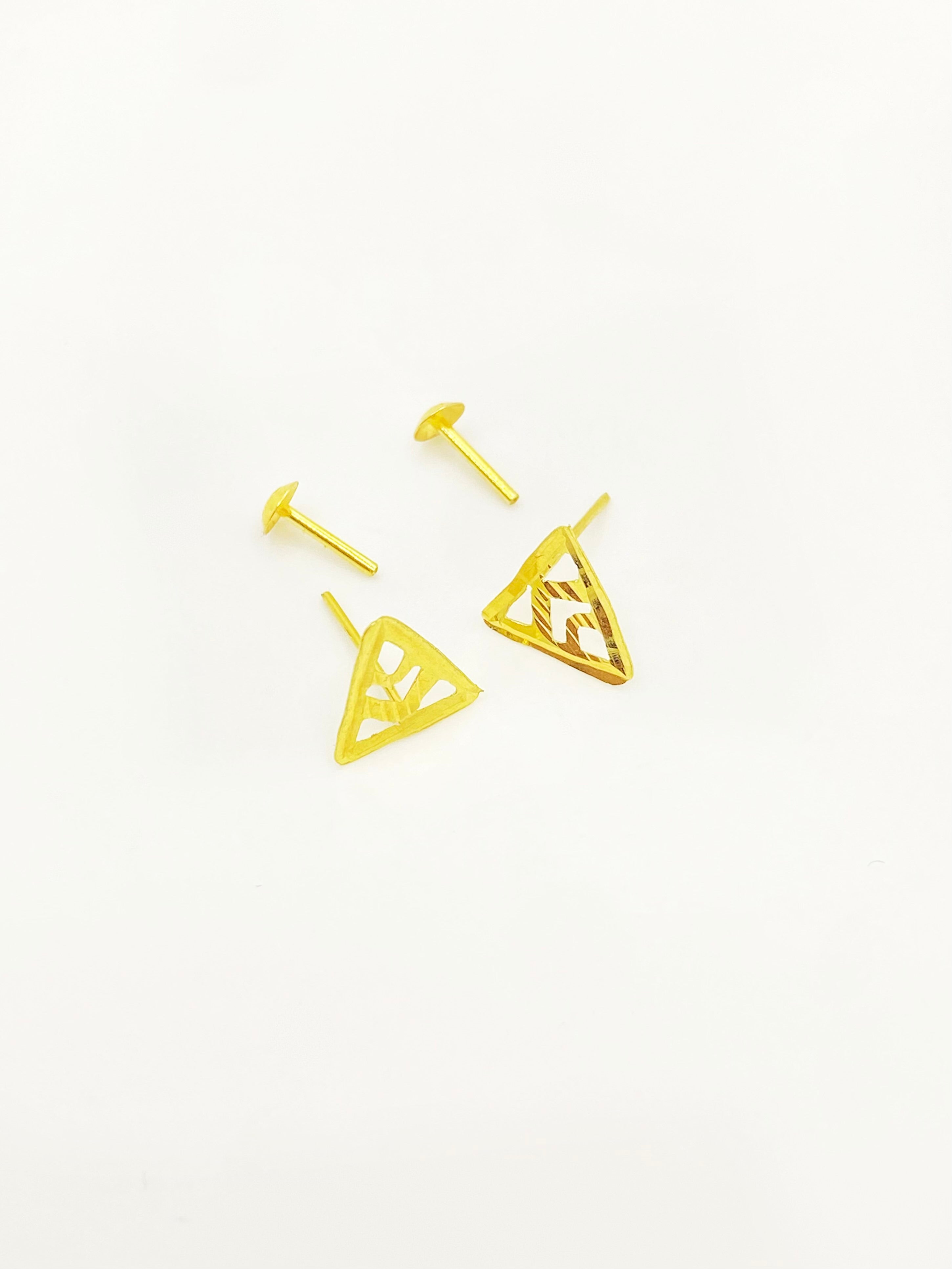 18K Real Gold Triangle Hole Earrings - Embellish Gold