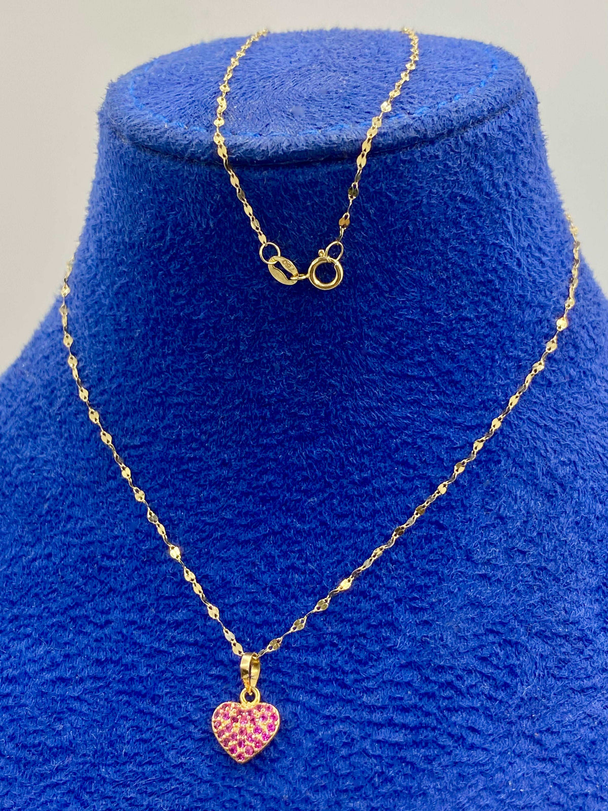 18k Real Gold Silver Heart with Mirror Chain - Embellish Gold
