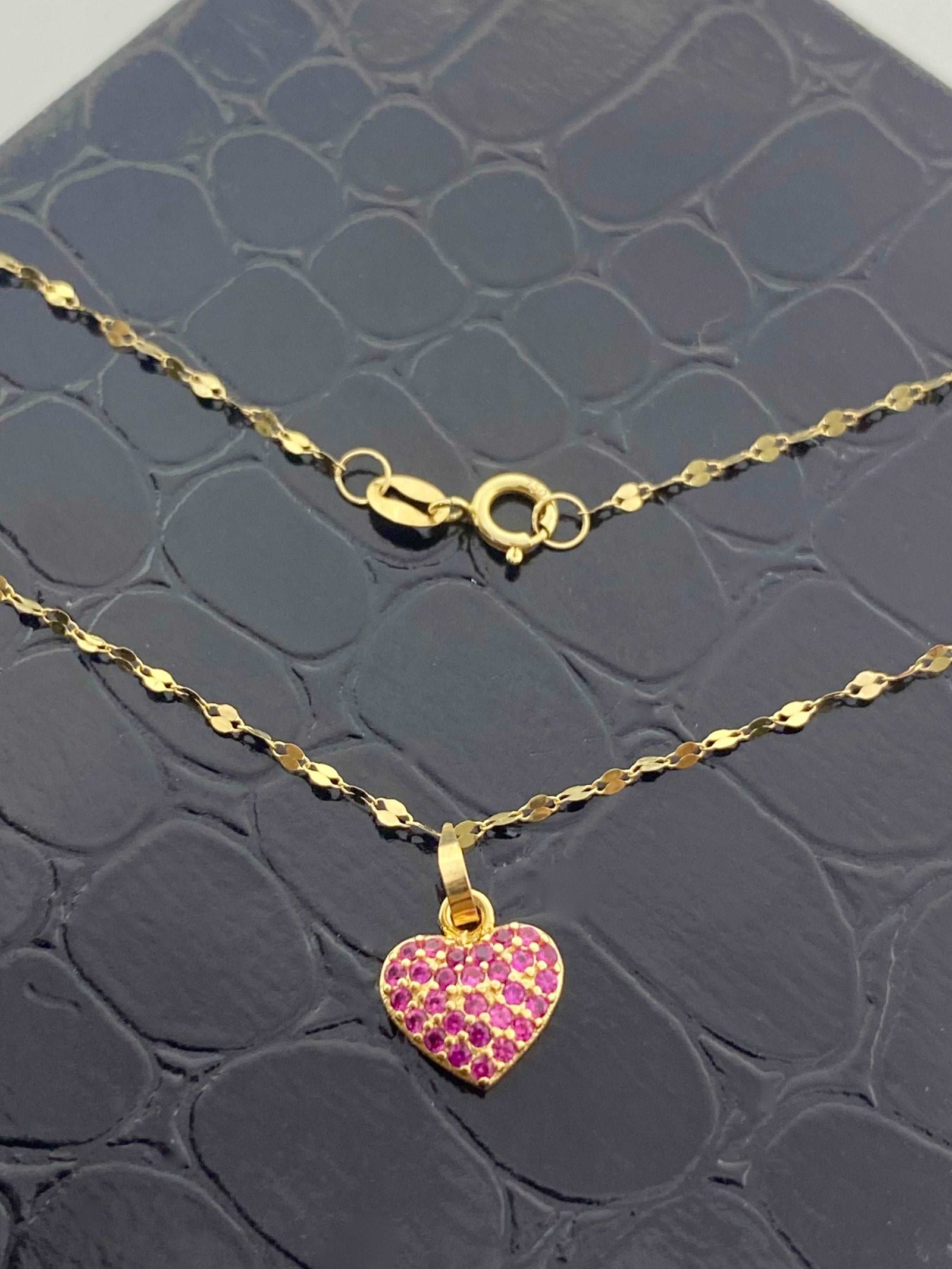 18K Real Gold Mirror Chain With Silver Heart - Festive Collection - Embellish Gold