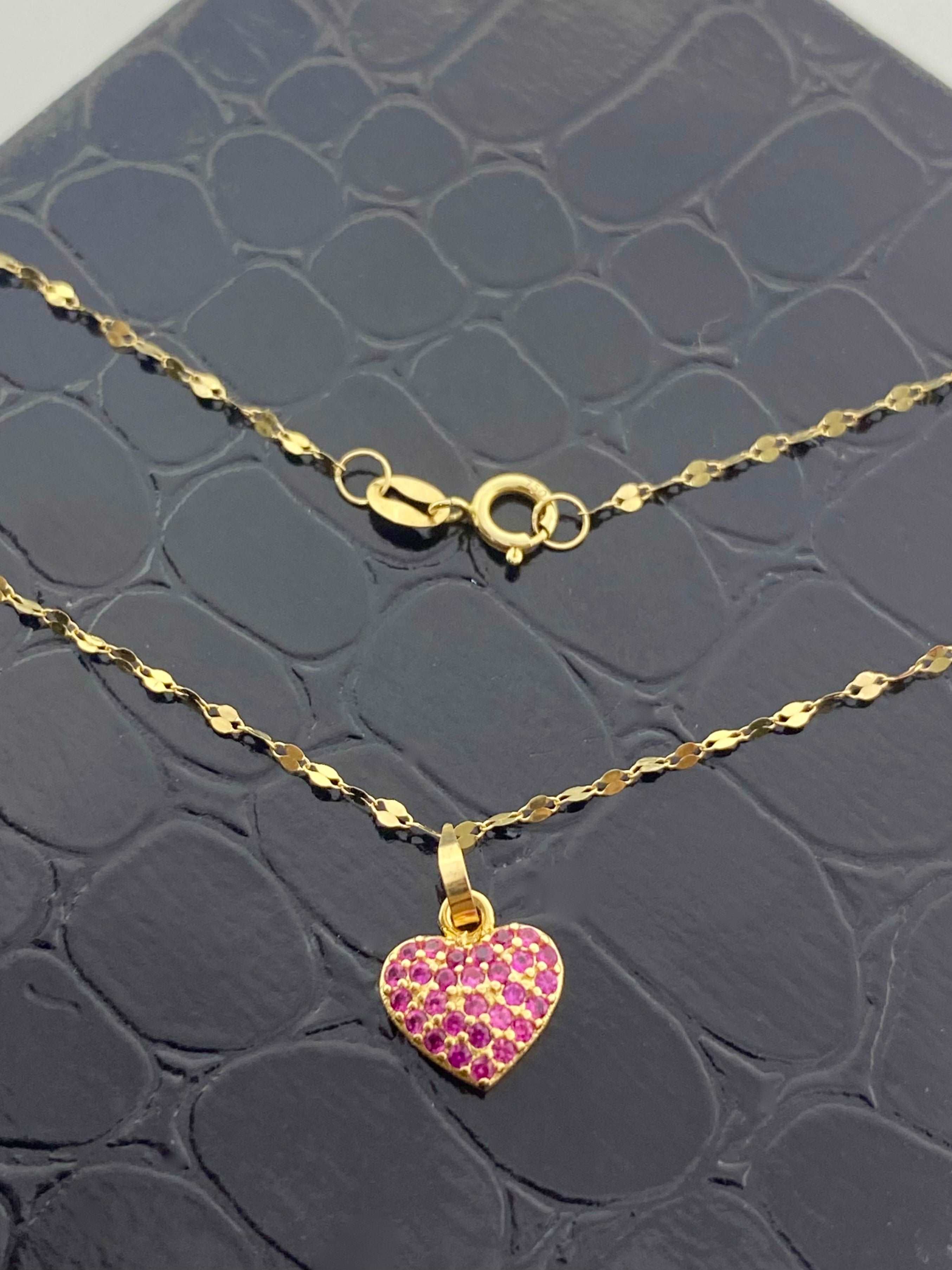 18K Real Gold Mirror Chain With Silver Heart - Embellish Gold
