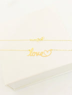 18K Real Gold Love With Heart Necklace - Embellish Gold