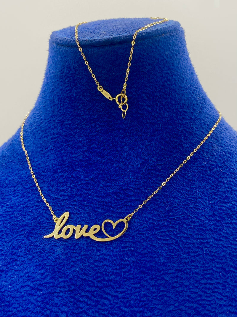 قلادة حب من الذهب الحقيقي عيار 18 قيراط مع قلب - 18k Gold Necklace - Embellish Gold