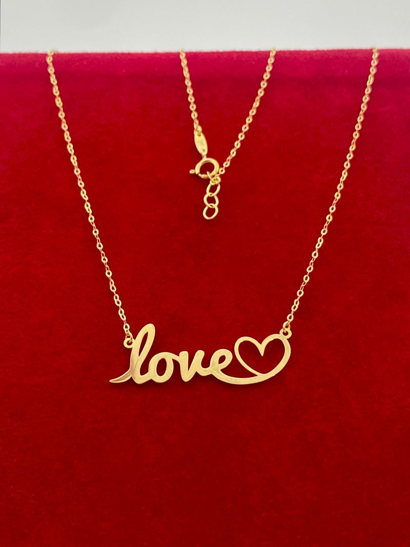 قلادة حب من الذهب الحقيقي عيار 18 قيراط مع قلب - 18k Gold Necklace - Embellish Gold