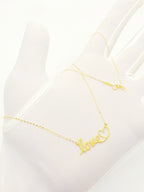 18K Real Gold Love With Heart Necklace - Embellish Gold