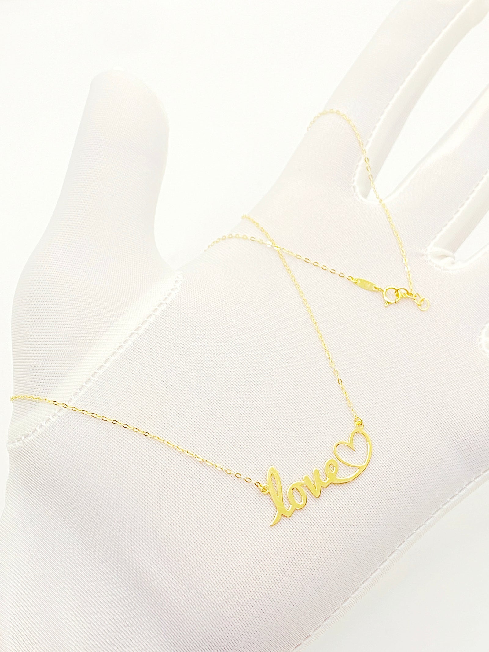 18K Real Gold Love With Heart Necklace - 18k Gold Necklace - Embellish Gold