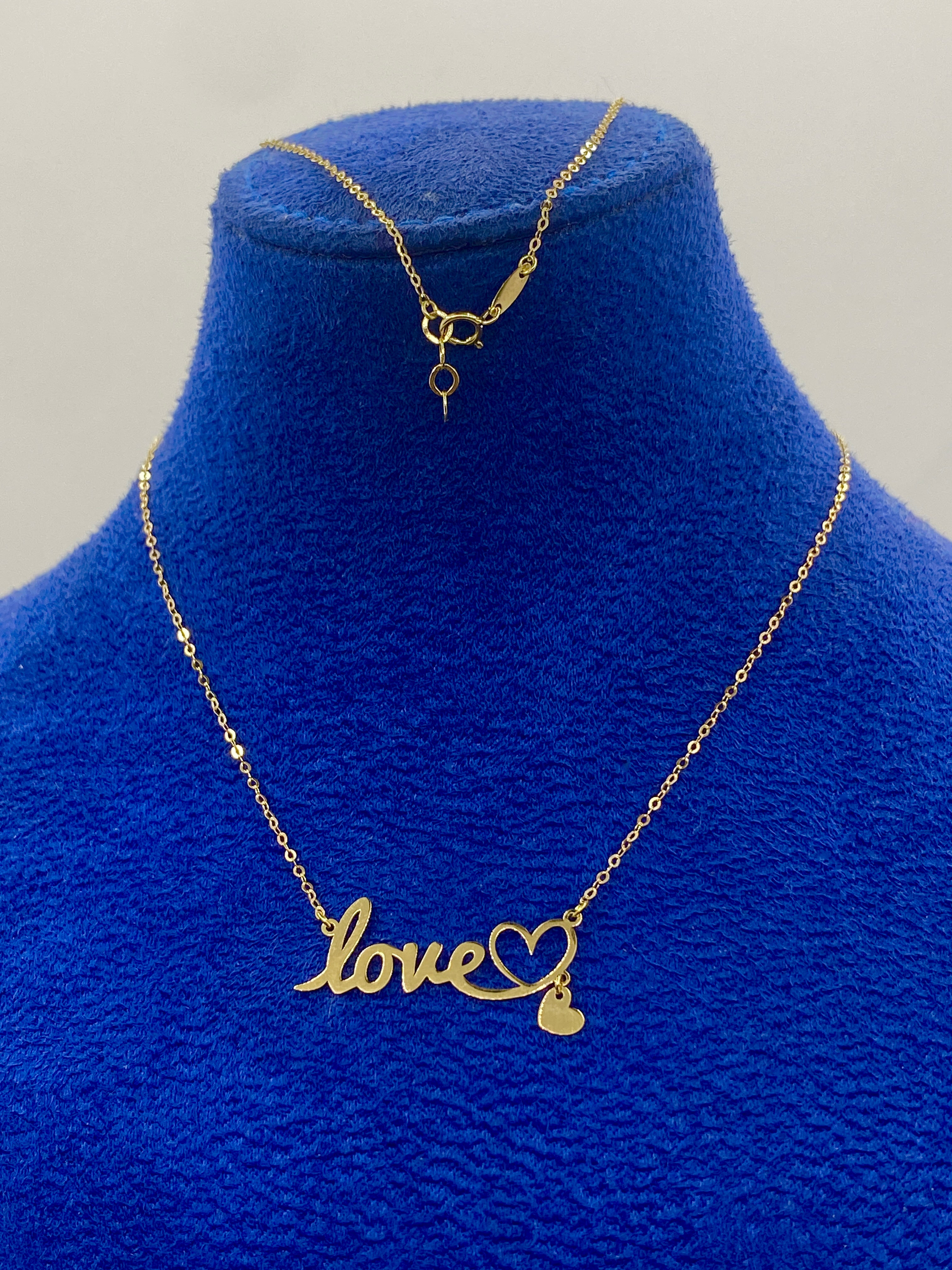 18K Real Gold Love Necklace With Hanging Heart - Embellish Gold
