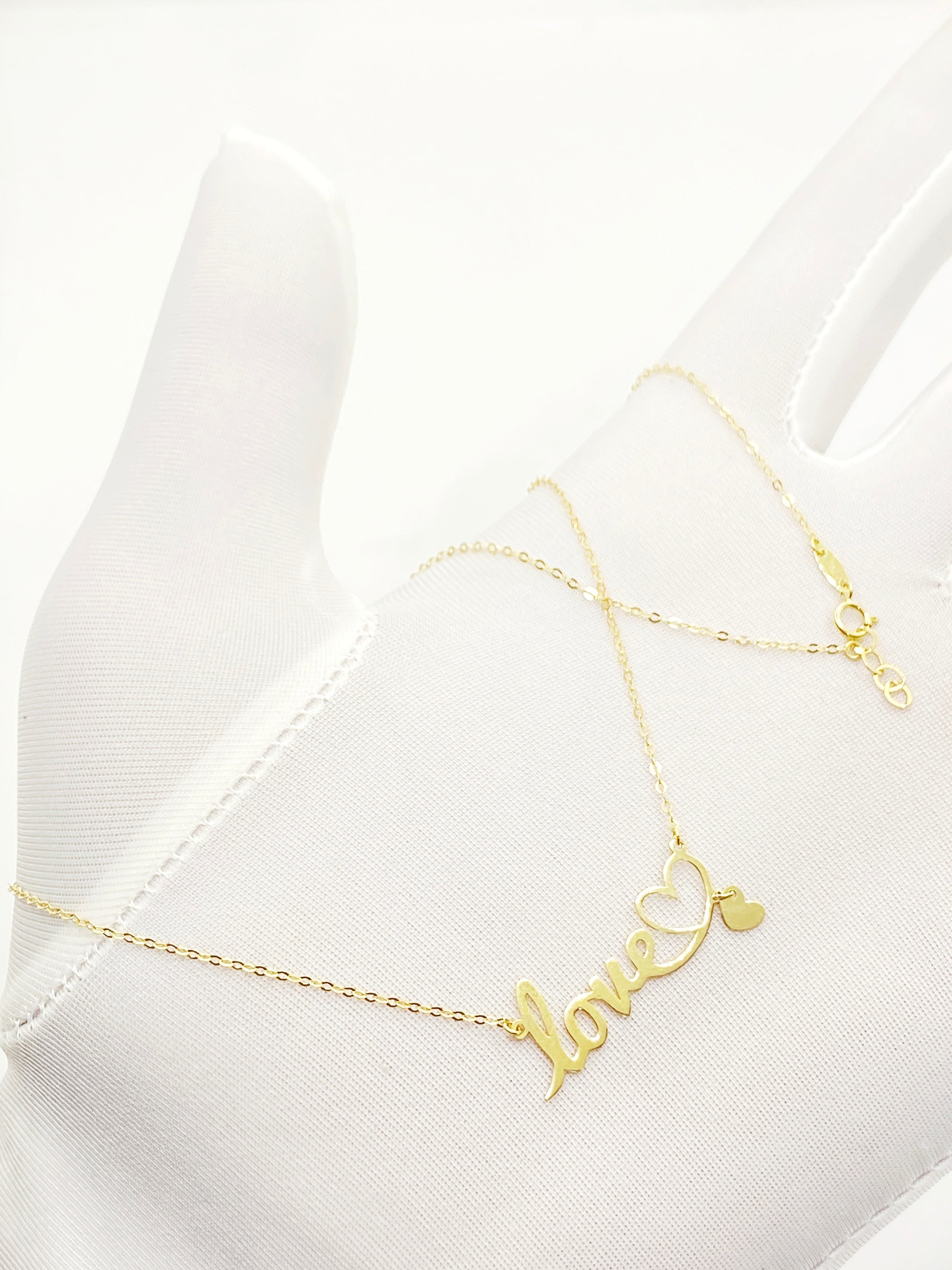 18K Real Gold Love Necklace With Hanging Heart - Embellish Gold