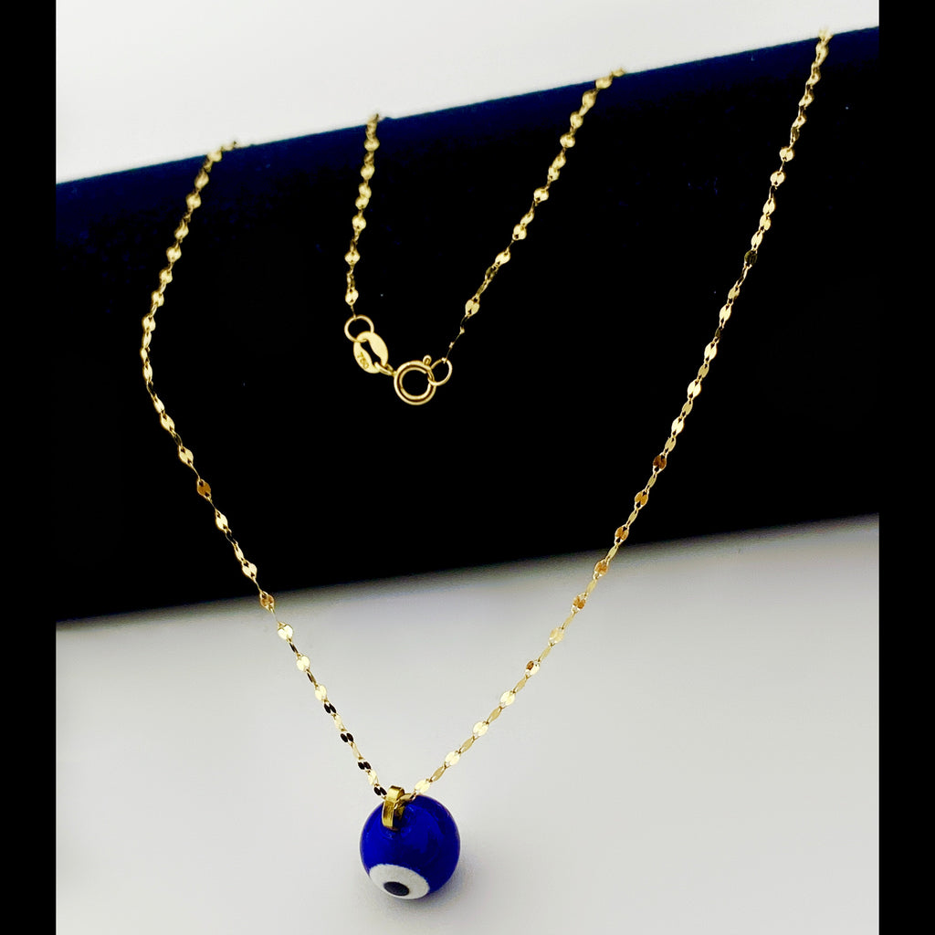18K Real Gold Dark Blue Evil Eye Ball Necklace.1 - Embellish Gold