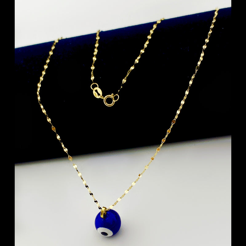 18K Real Gold Blue Evil Eye Necklace - ad collection - Embellish Gold