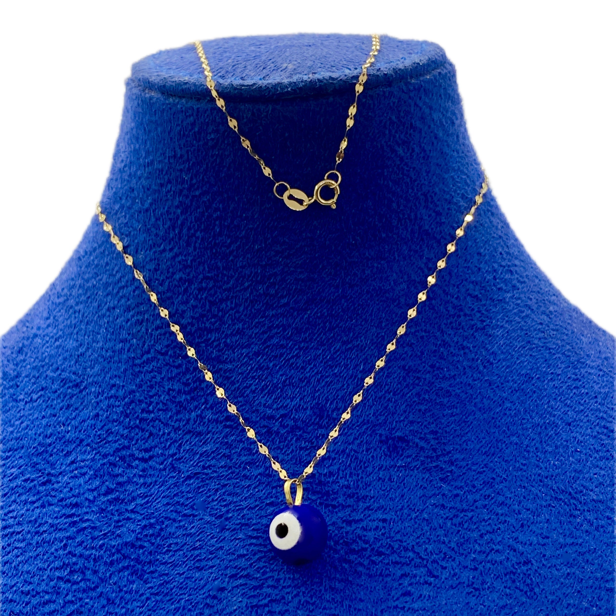 18K Real Gold Dark Blue Evil Eye Ball Necklace.1 - Embellish Gold