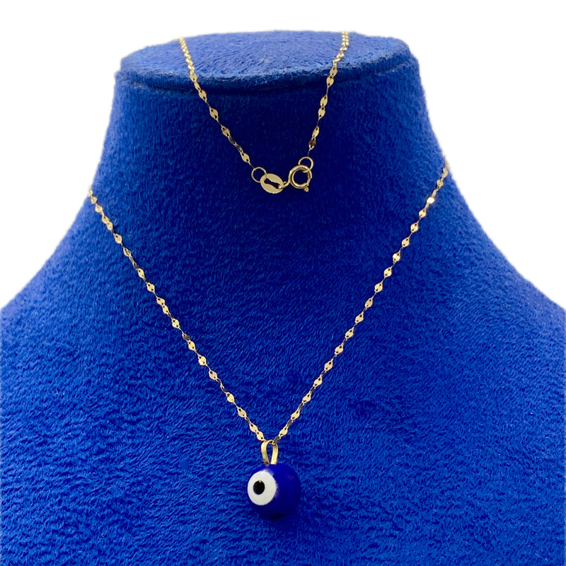 18K Real Gold Blue Evil Eye Necklace - ad collection - Embellish Gold