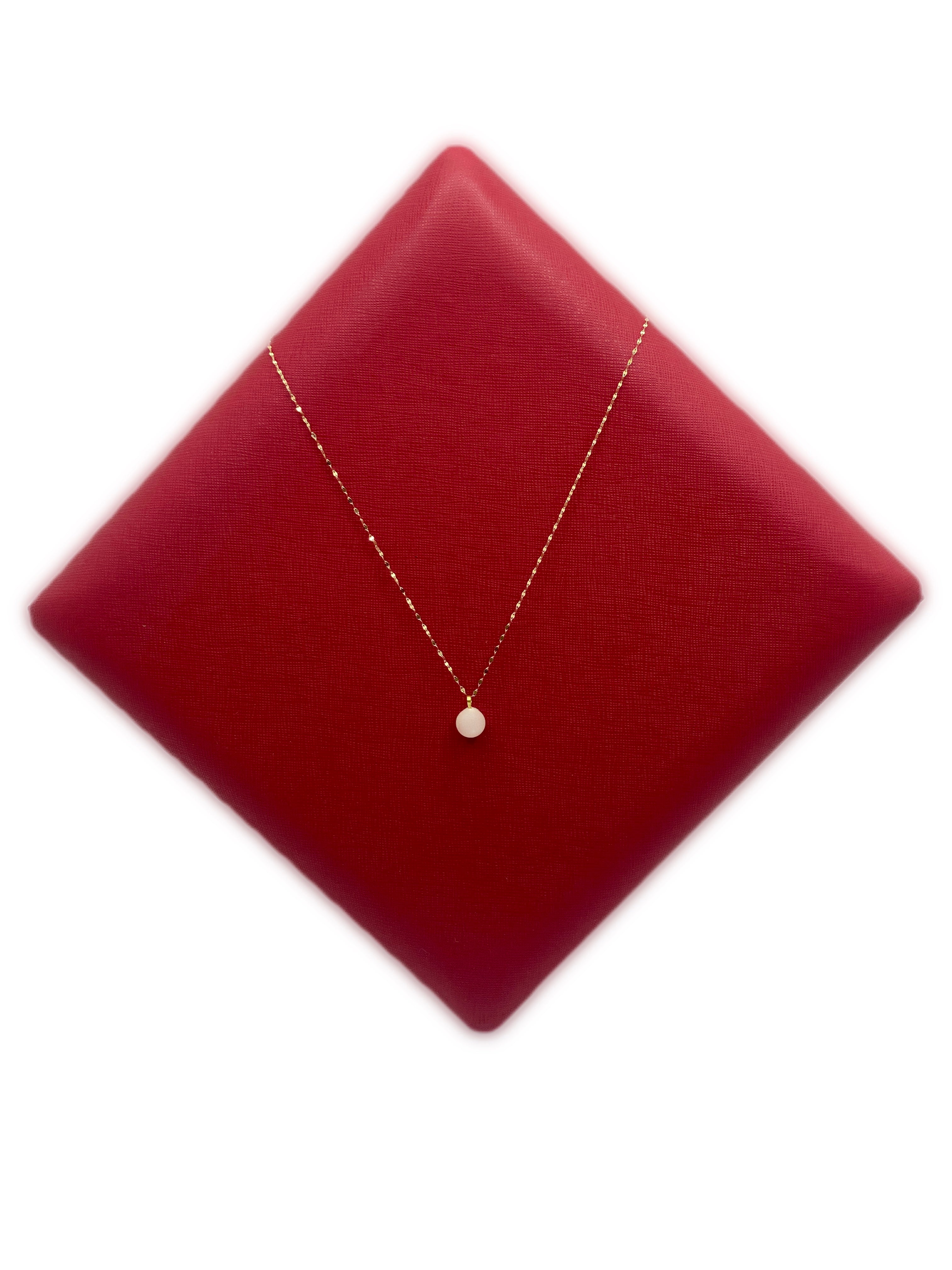 18K Real Gold White Pearl Necklace With Mirror Chain - Embellish Gold