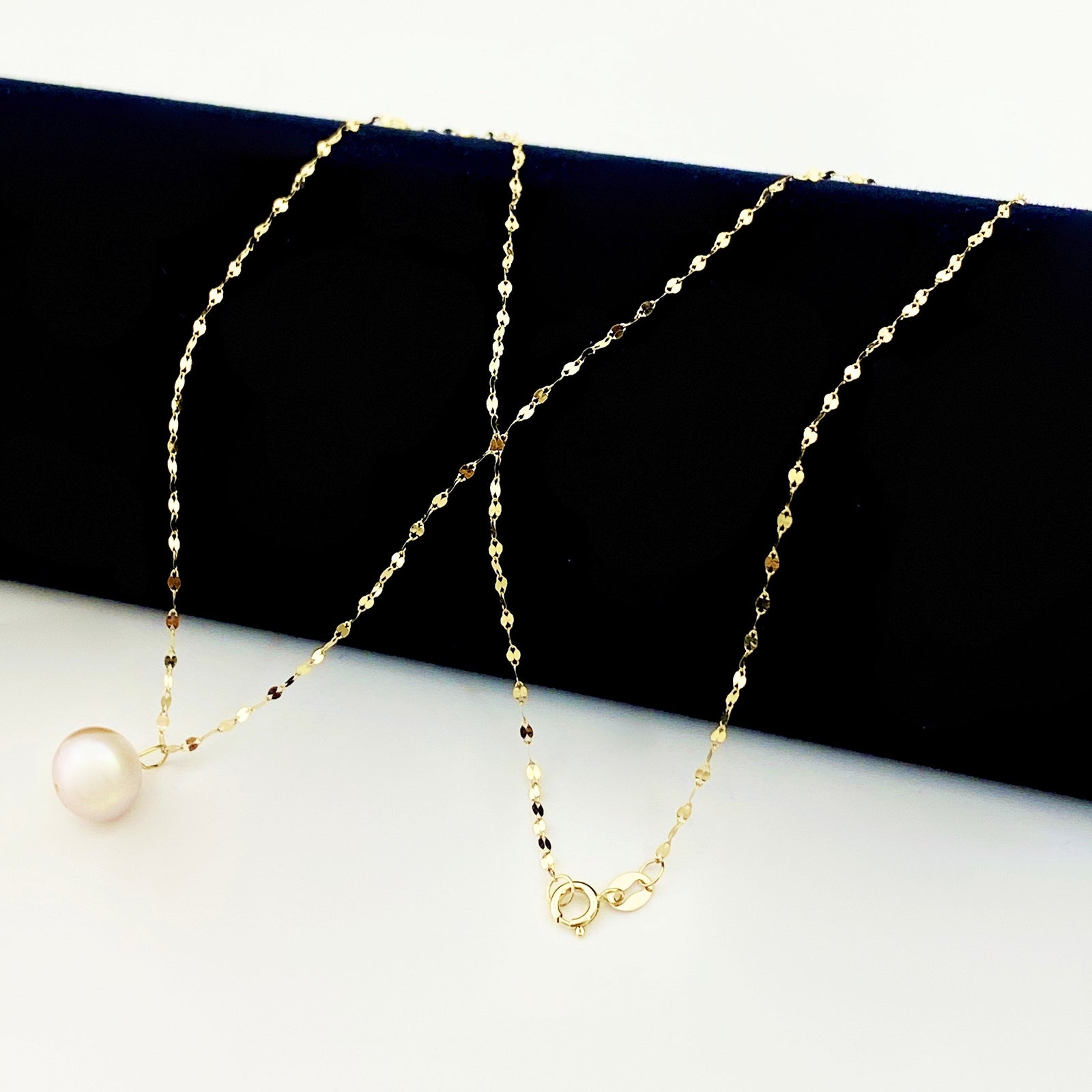 قلادة سلسلة مرآة من الذهب الحقيقي عيار 18 قيراط - 18k Gold Necklace - Embellish Gold