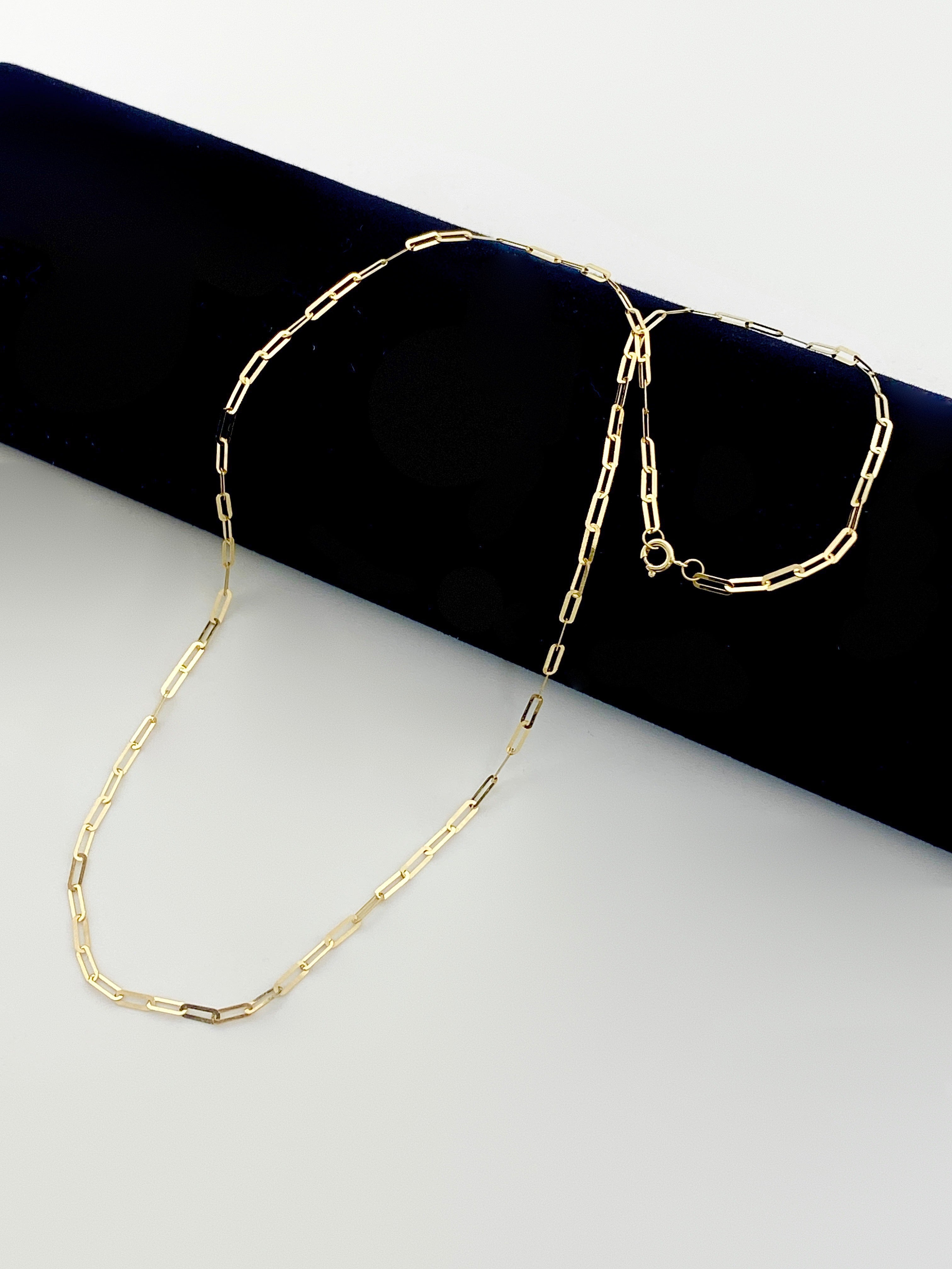 18K Real Gold Laser Paper Clip Chain - Embellish Gold