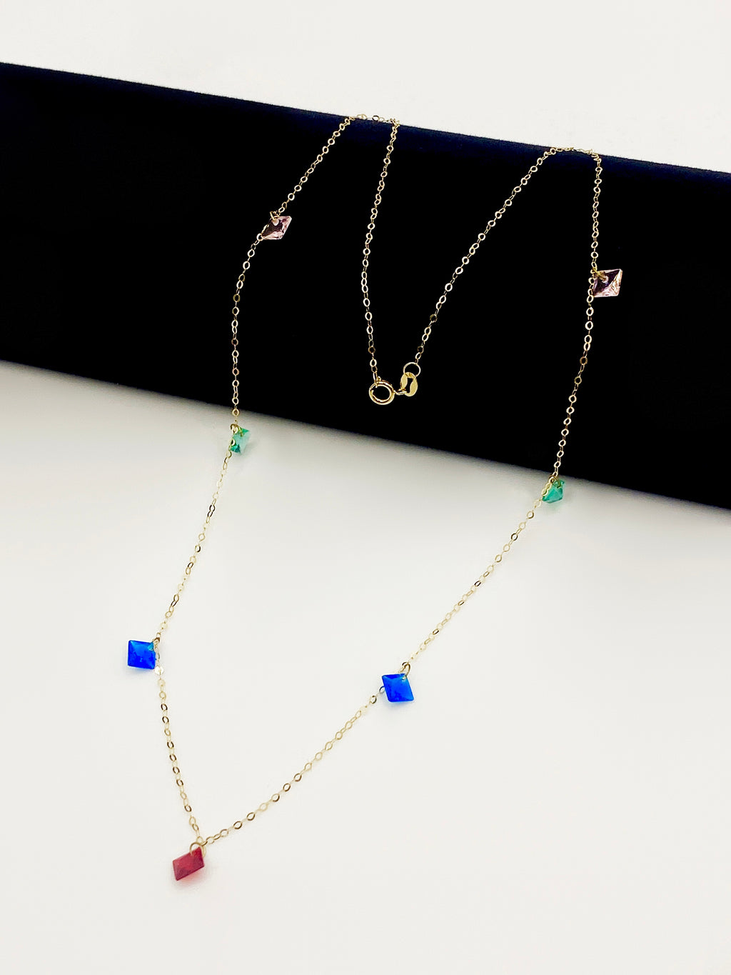 18K Real Gold Multi Color Stone Necklace - Embellish Gold