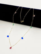 18K Real Gold Multi Color Stone Necklace - Embellish Gold