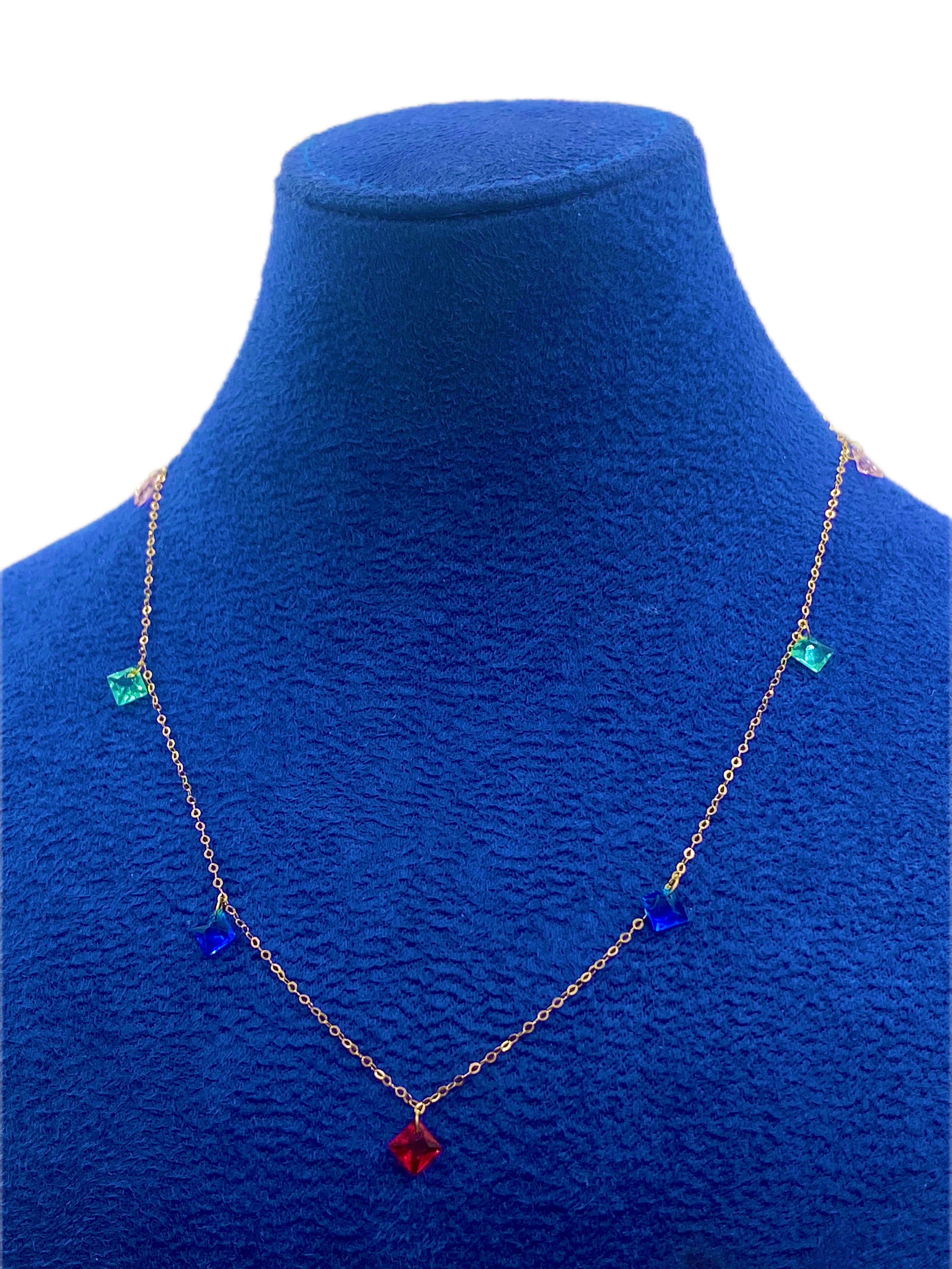 18K Real Gold Multi Color Stone Necklace - Embellish Gold