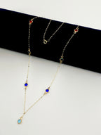 18K Real Gold Multi Color Round Stone Necklace - Embellish Gold