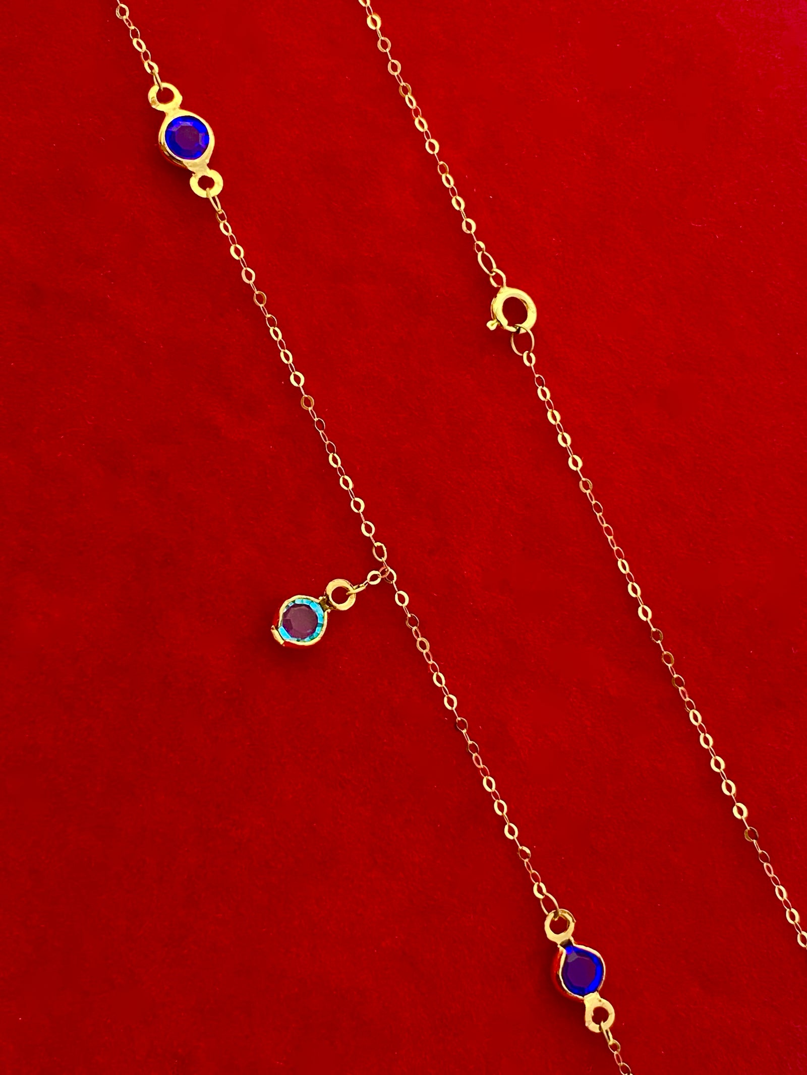 18K Real Gold Multi Color Round Stone Necklace - 18k Gold Necklace - Embellish Gold