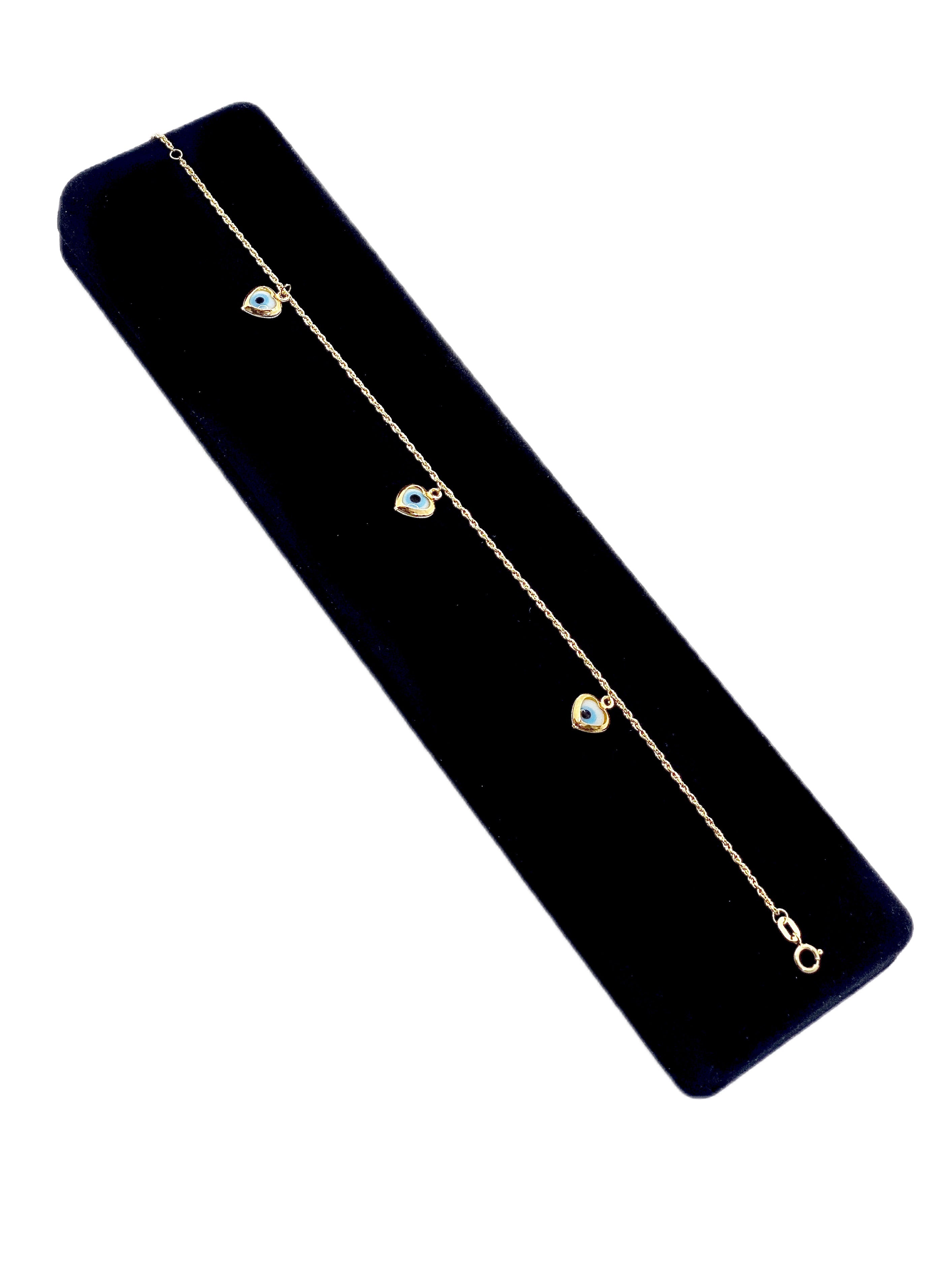 18K Real Gold Rope Chain Evil Eye Bracelet - Embellish Gold