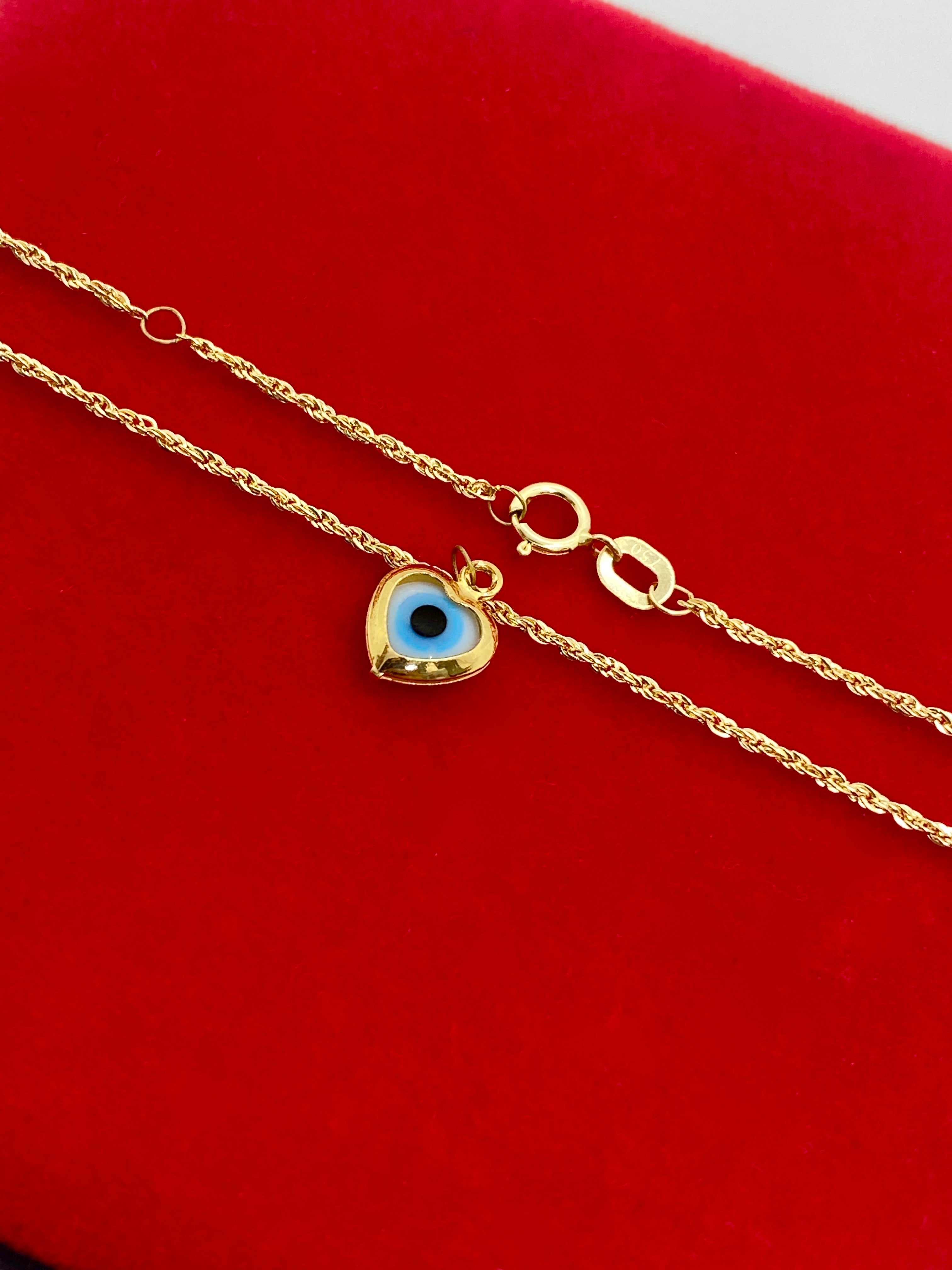 18K Real Gold Rope Chain Evil Eye Bracelet - Embellish Gold