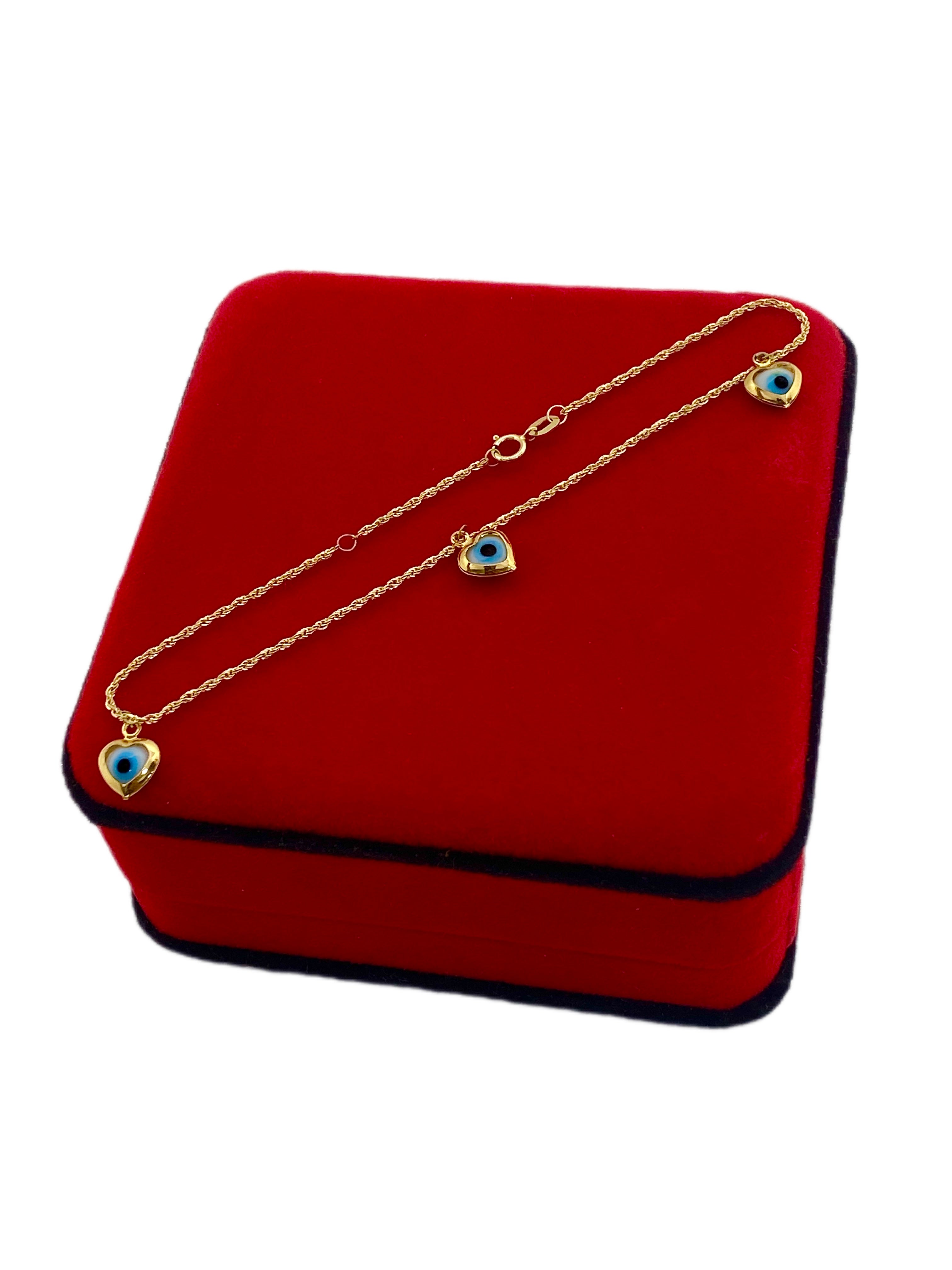 18K Real Gold Rope Chain Evil Eye Bracelet - Embellish Gold