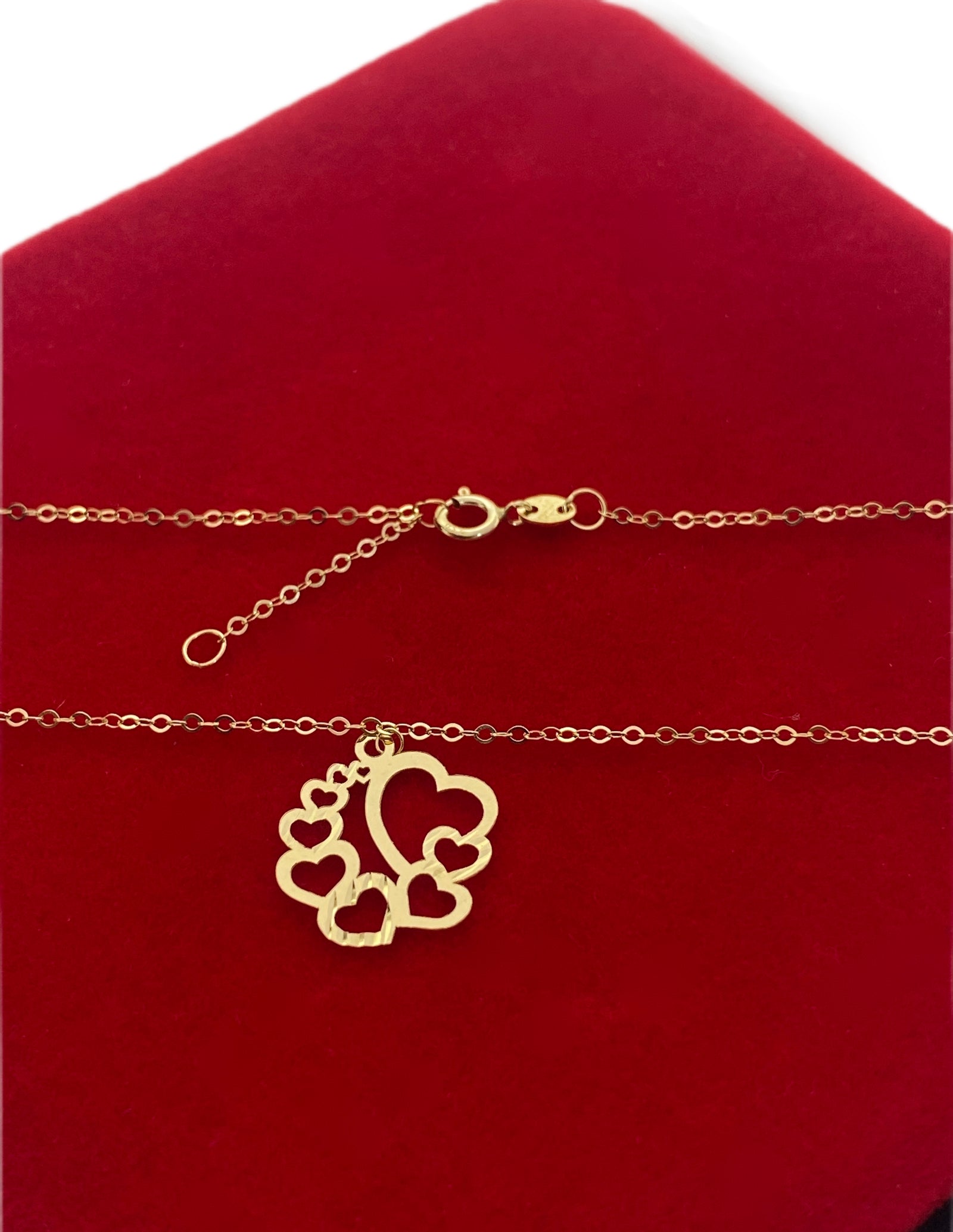 18K Real Gold 8 Heart Necklace - 18k Gold Necklace - Embellish Gold