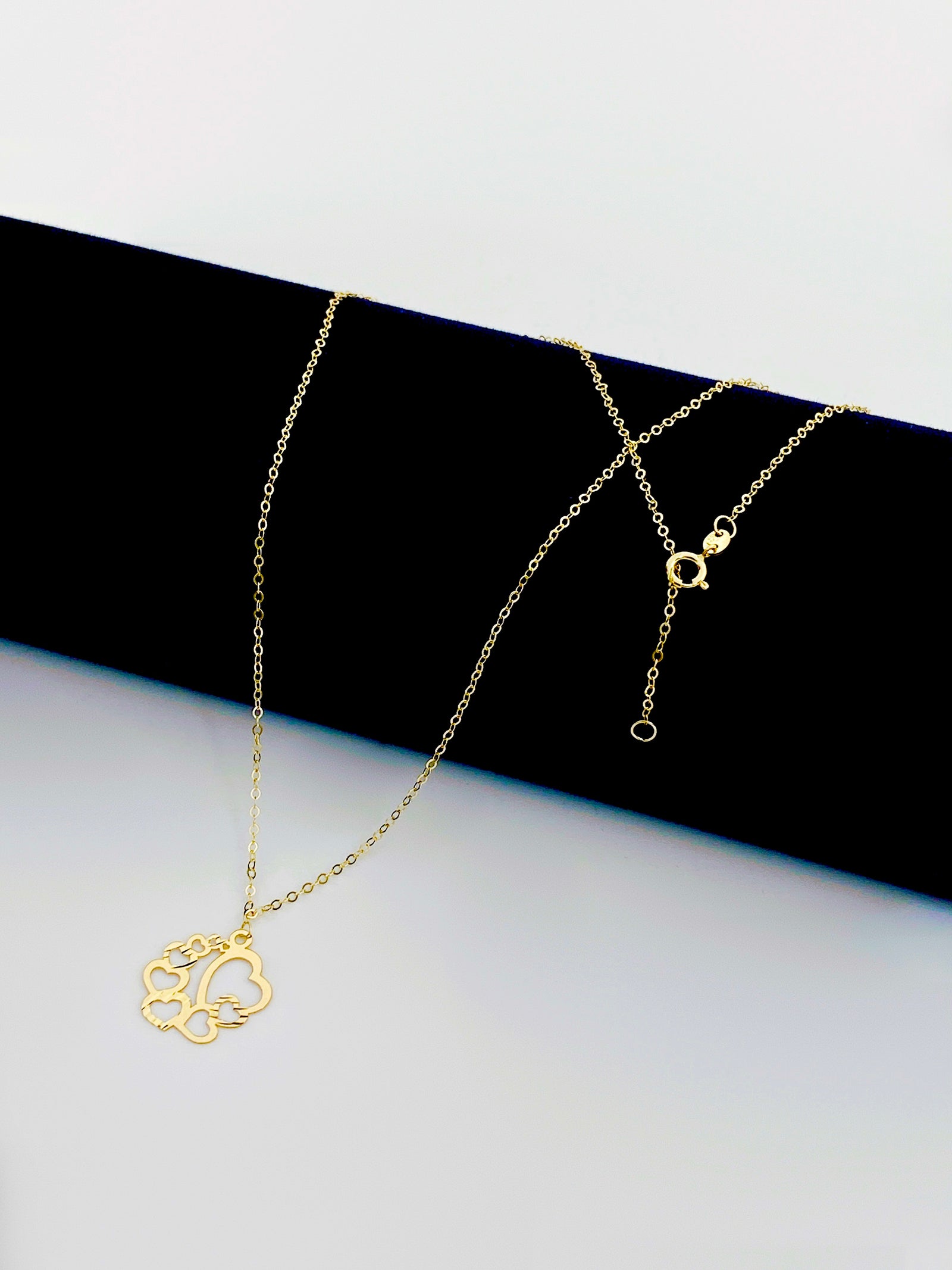 18K Real Gold 8 Heart Necklace - 18k Gold Necklace - Embellish Gold