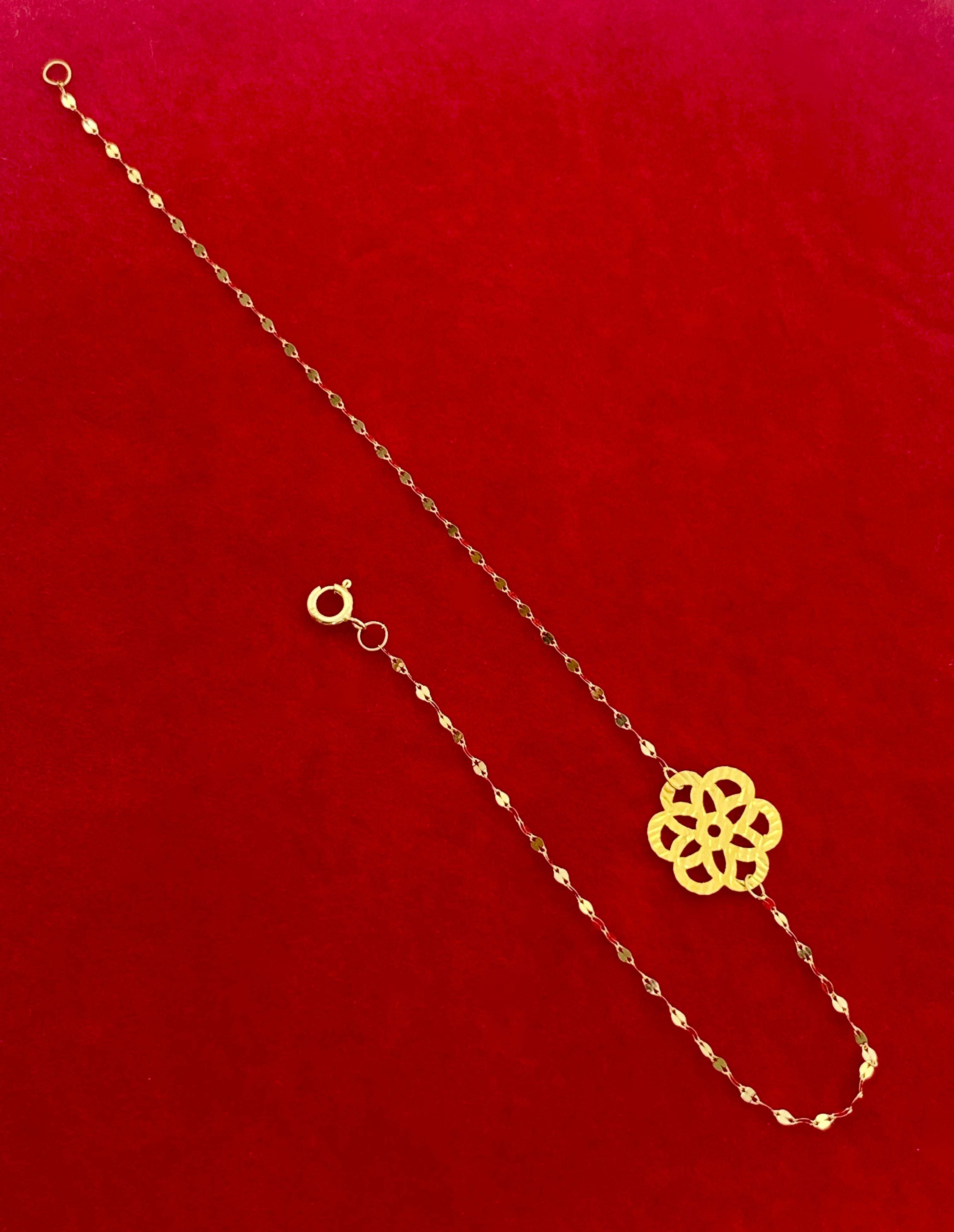 18K Real Gold Flower with Mirror Chain Set - Embellish Gold