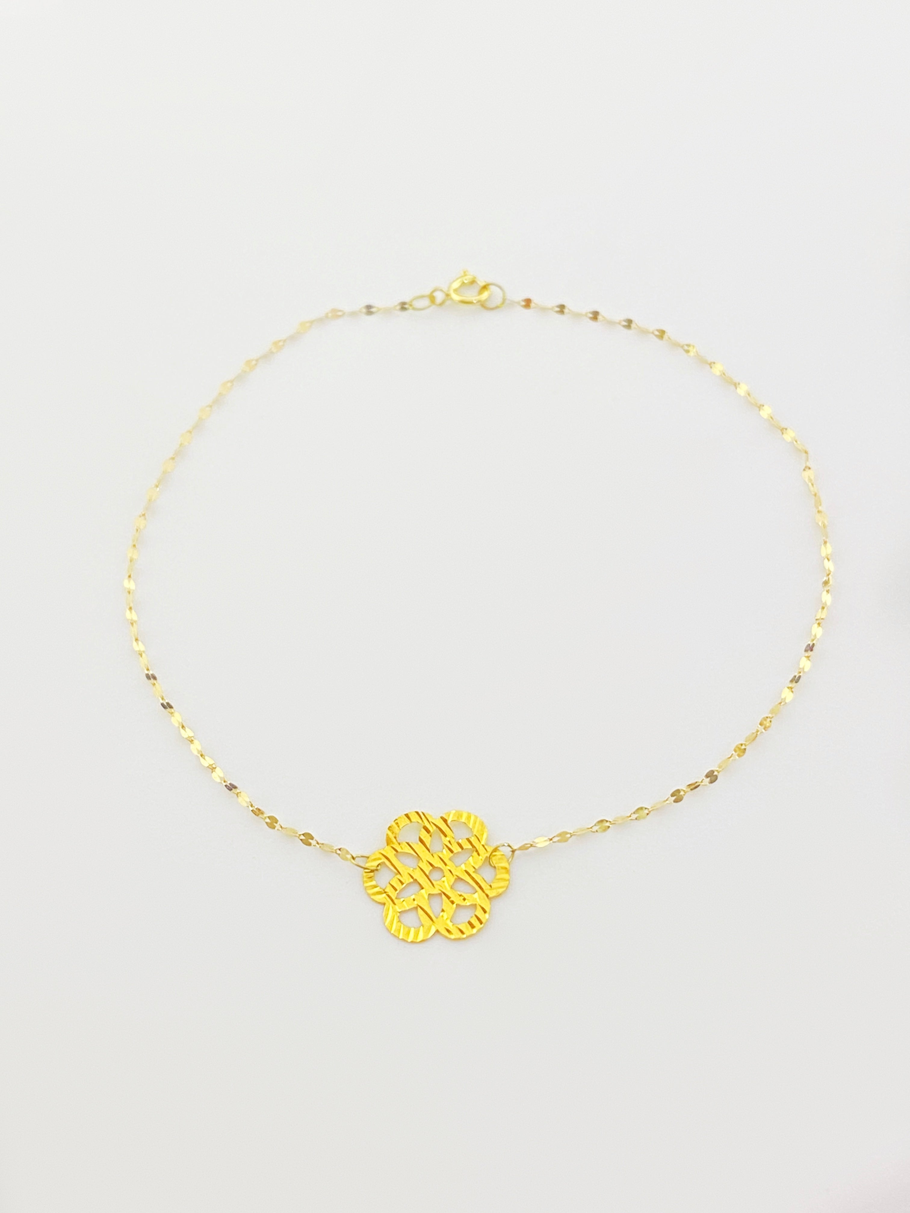 18K Real Gold Flower with Mirror Chain Set - Embellish Gold