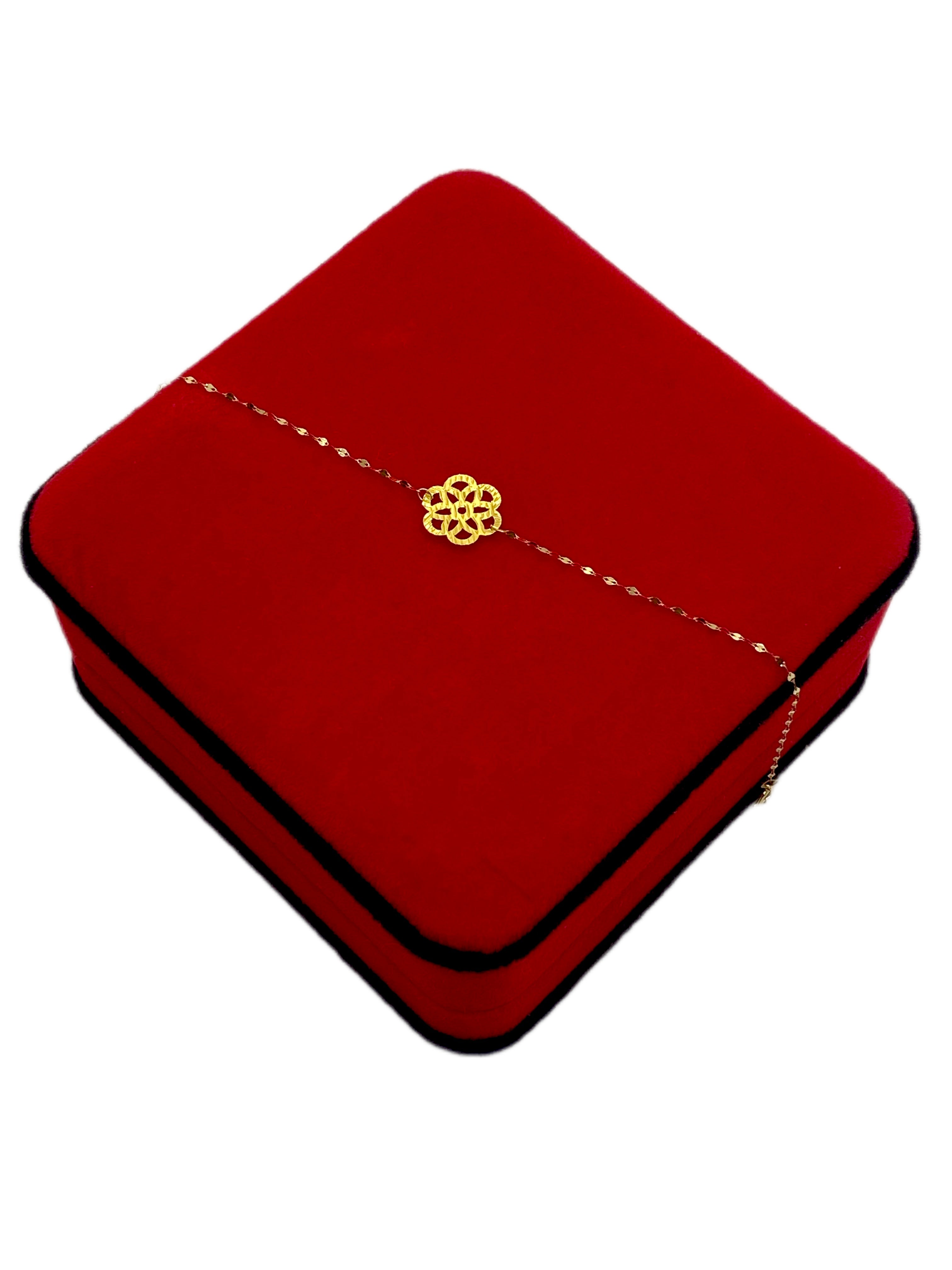 18K Real Gold Flower with Mirror Chain Set - Embellish Gold