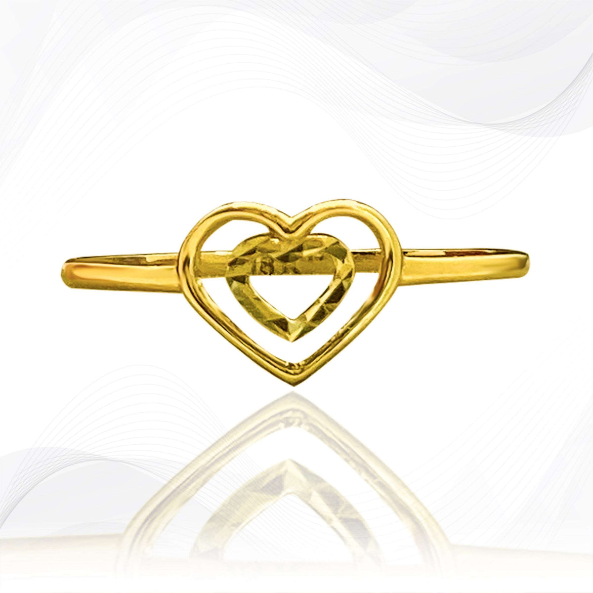 18K Gold Double Heart Ring 1.4