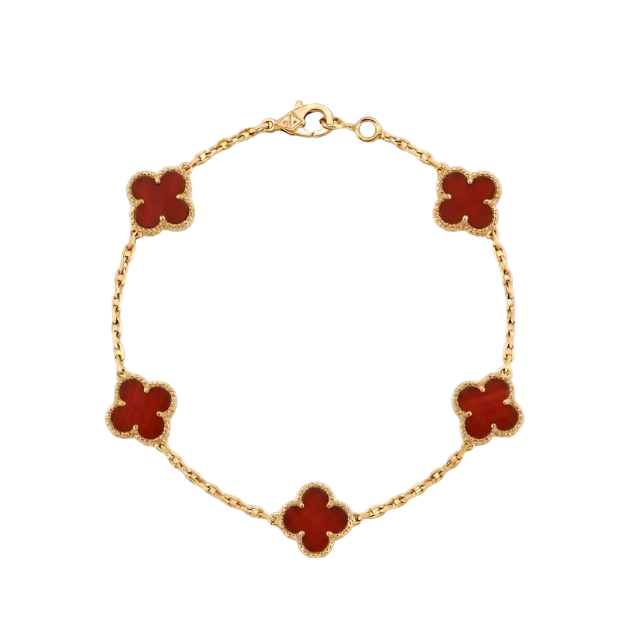 18k Gold 5 Clover Bracelet - 18k Gold Bracelet - Embellish Gold Jewelry & Diamond