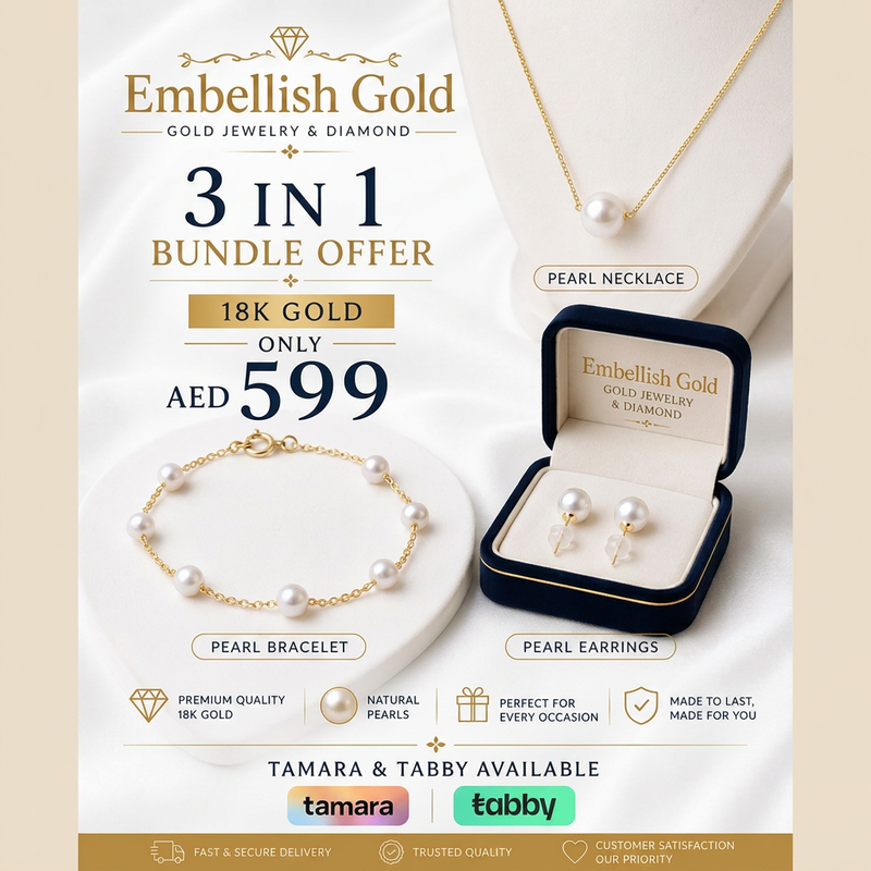 18k Gold with Pearl Set Bundle Offer - Jewelry Set - Embellish Gold Jewelry & Diamond