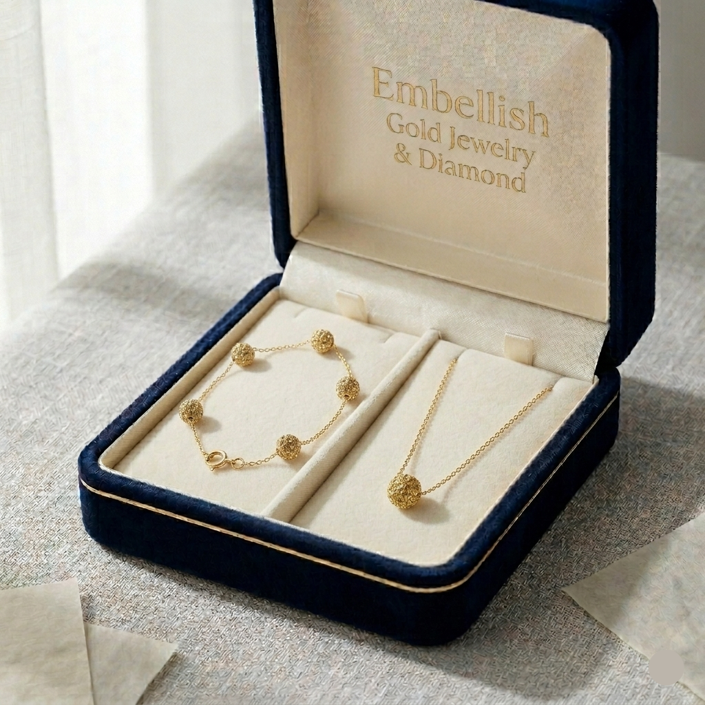 18K Gold Swarovski Set - Festive Collection - Embellish Gold Jewelry & Diamond