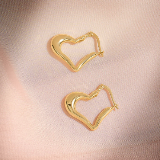 18k Gold Sexy Heart Loop Earrings - Earrings - Embellish Gold Jewelry & Diamond