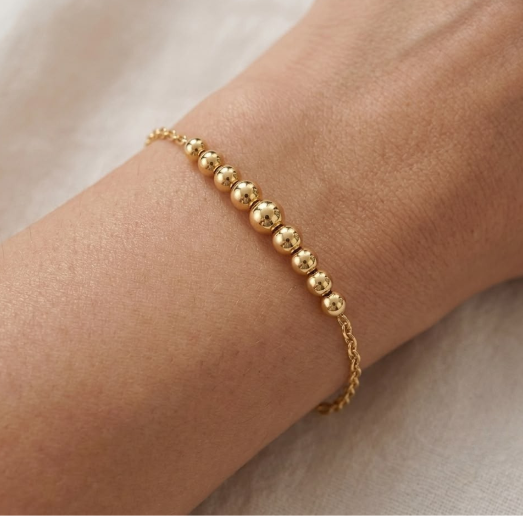 18k Gold Balls with Chain Bracelet