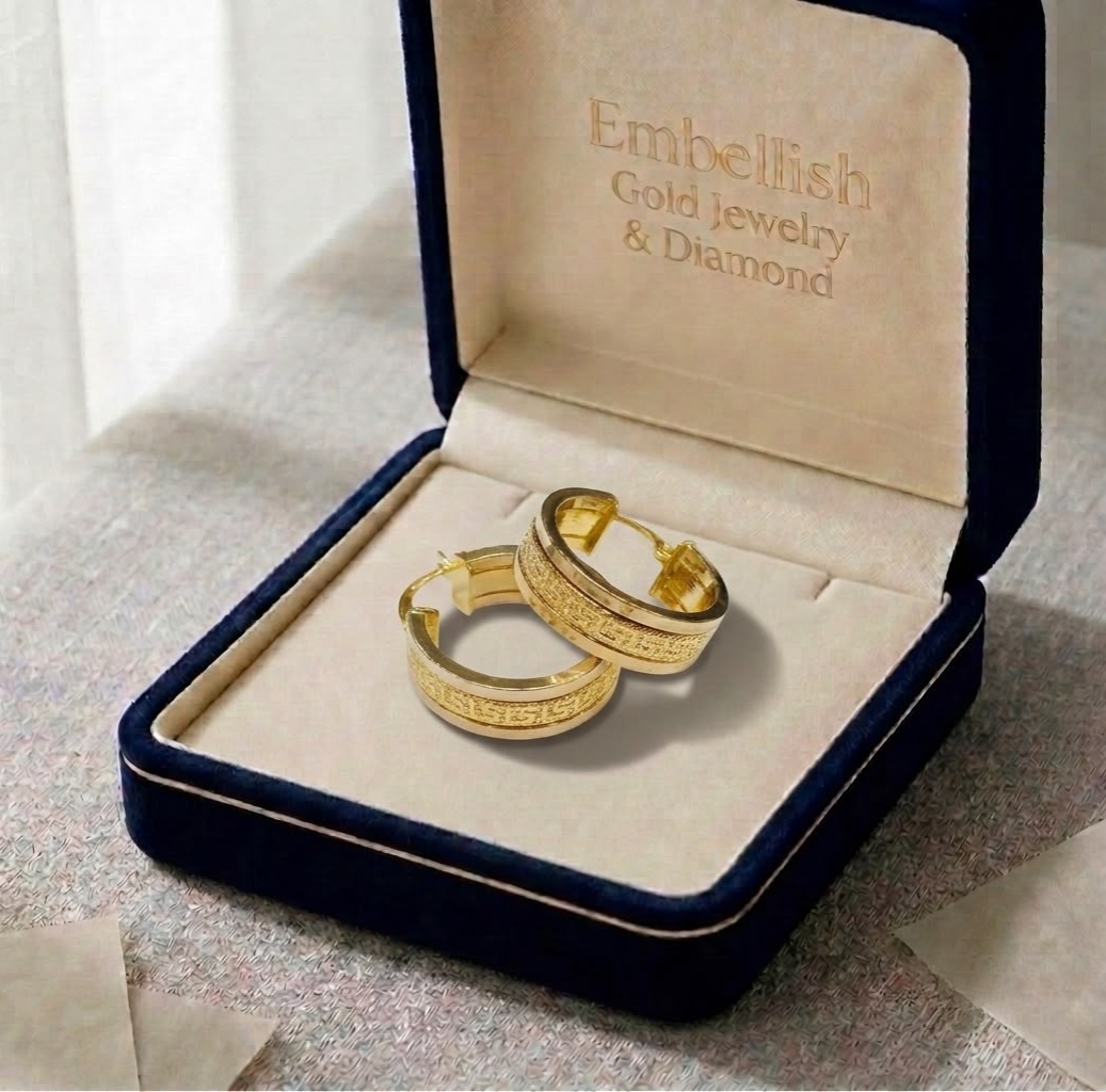 18k Gold 3 Maze Line Loop Earrings