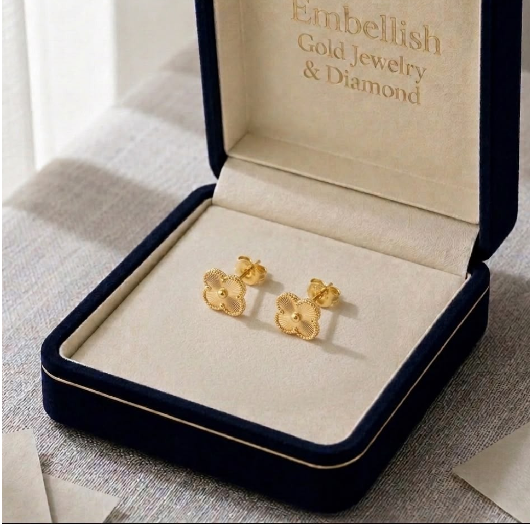 18k Gold Premium Clover dot Earrings