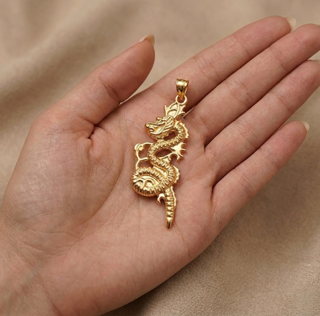 18k Gold Light Dragon Pendant