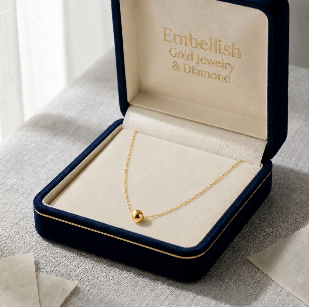 18k Saudi Gold 1 Ball Necklace