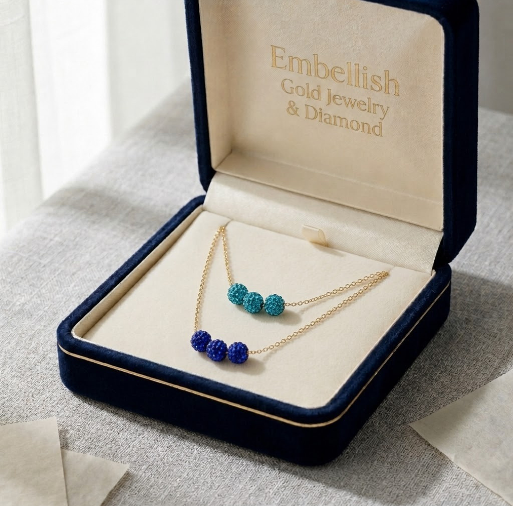 18K Real Gold Double Layer Swarovski Necklace - Festive Collection - Embellish Gold