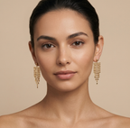 18k Gold Ball Hanging Chain Earrings - ad collection - Embellish Gold Jewelry & Diamond