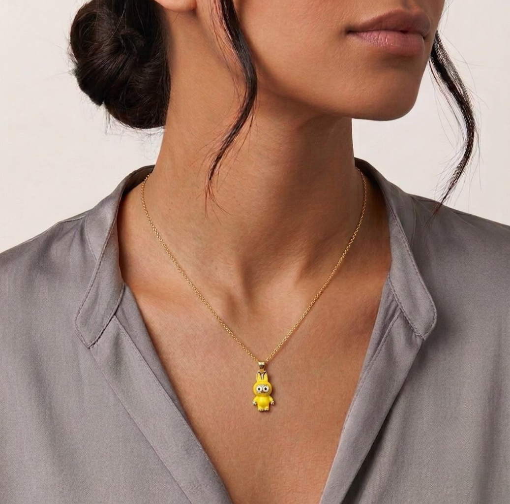 18k Gold Yellow Labubu Necklace