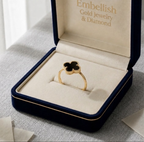 18k Gold Jade Black Clover Ring