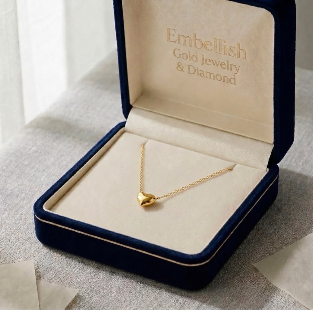 18k Gold Big Attached Heart Necklace