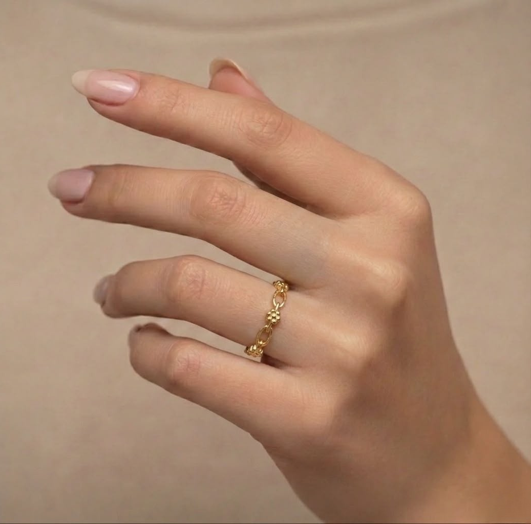 18k Gold Flower Pin Ring - إطلاق جديد - Embellish Gold Jewelry & Diamond