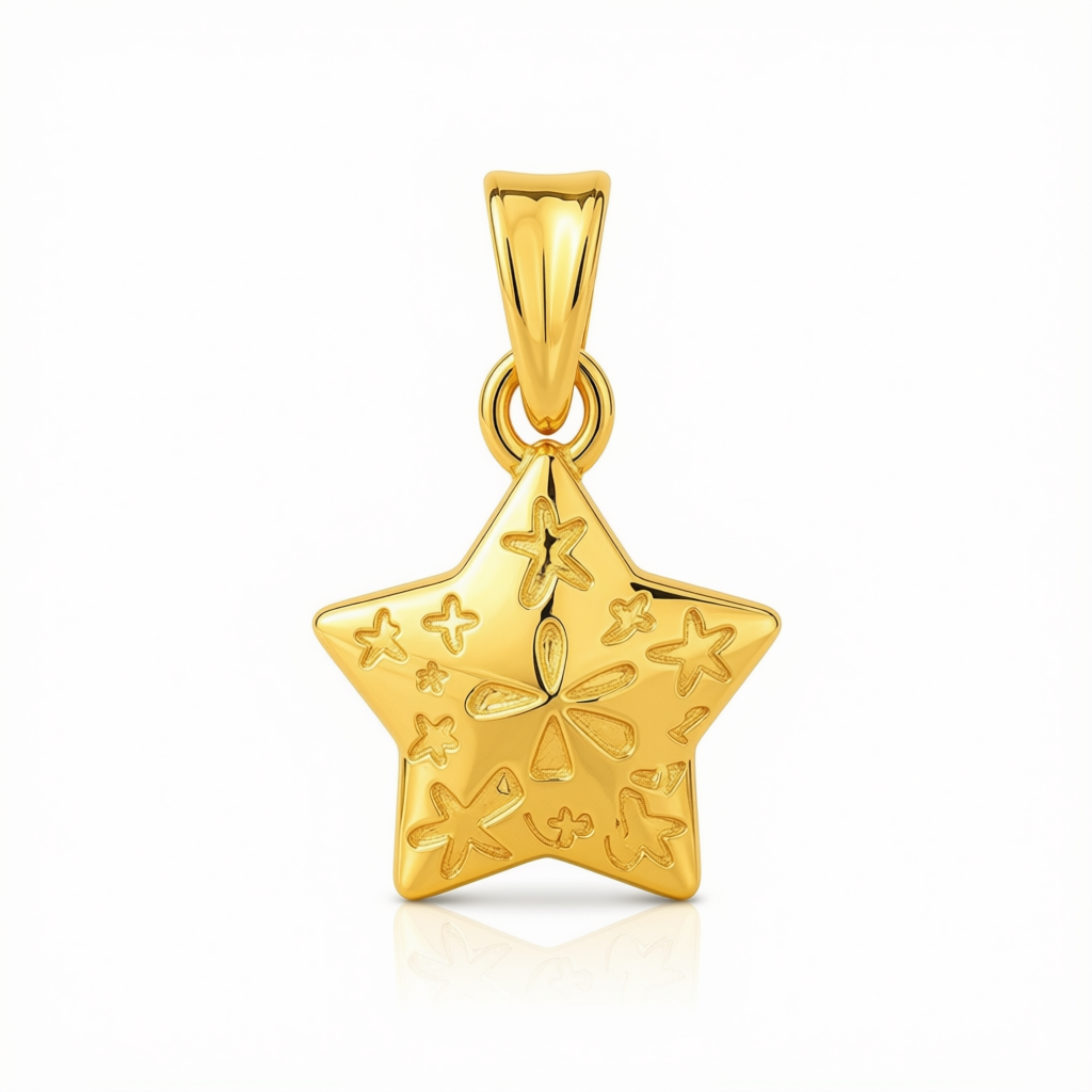 18k Gold Star Style 102 Pendant - 18k Gold Pendant - Embellish Gold