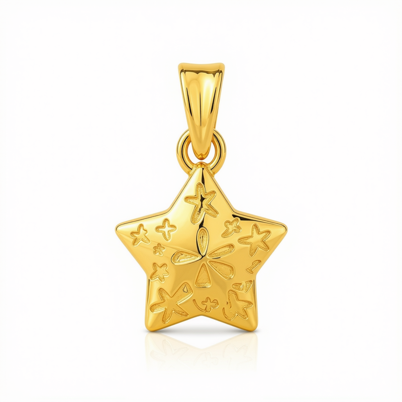 18k Gold Star Style 102 Pendant - Best Seller - Embellish Gold
